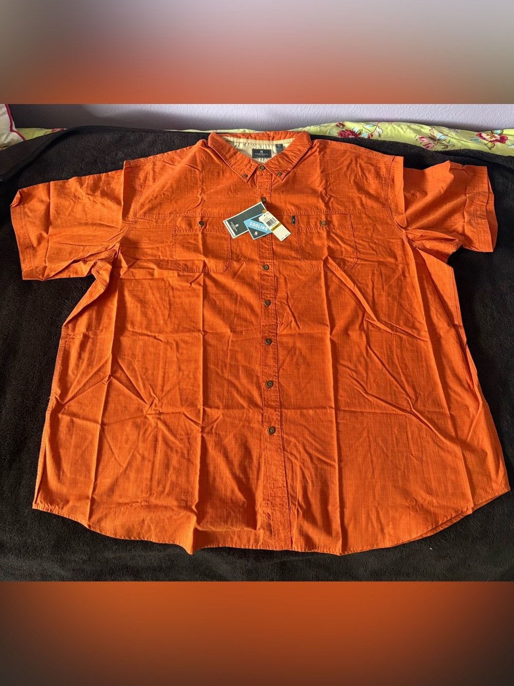G.H. Bass big & tall placed cooling burnt orange button up size men’s 4XLT NWT